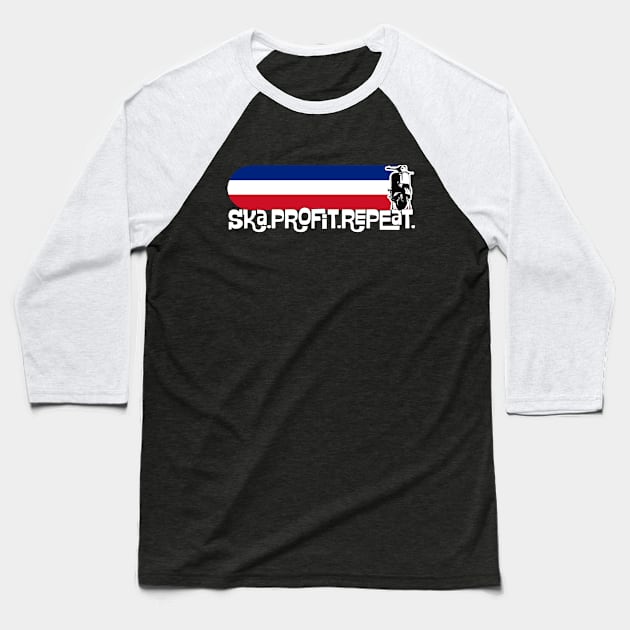 Ska Profit Repeat Vespa - UK USA France Norway Baseball T-Shirt by Ska Profit Repeat.